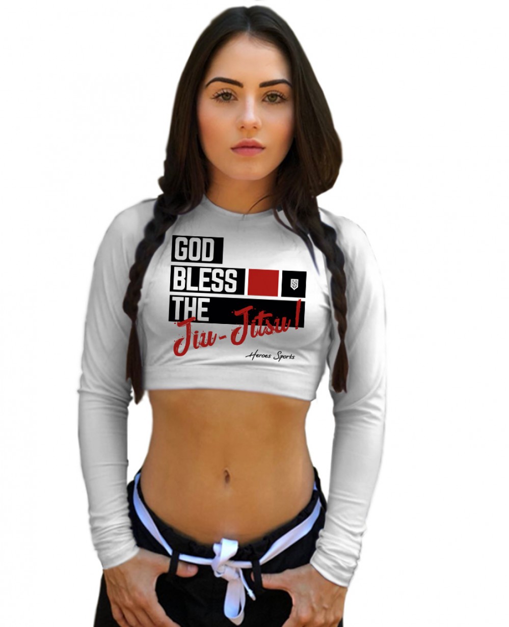 CROPPED GOD BLESS THE JIU JITSU WHITE FEMININO