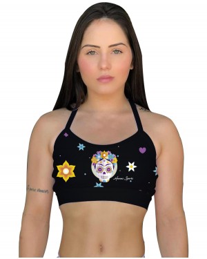 TOP ALCINHA FRIDA SKULL FEMININO - OFERTAÇO