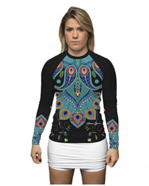 RASHGUARD FEMININO BLACK PEACOCK 