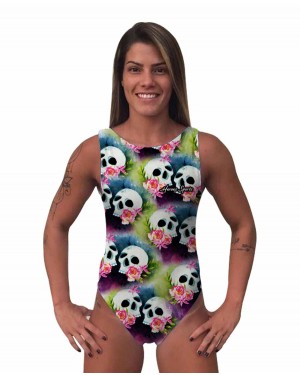 BODY CLASSIC AQUARELA SKULL FEMININO - OFERTAÇO