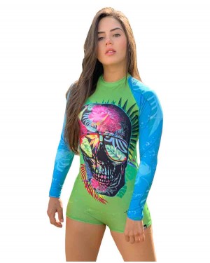 BODY FEMININO TROPICAL SKULL - OFERTAÇO