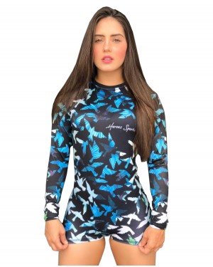 BODY FEMININO BIRDS BLUE - OFERTAÇO 