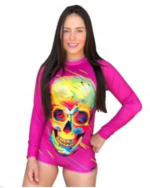 BODY FEMININO CRAZY SKULL PINK - OFERTAÇO