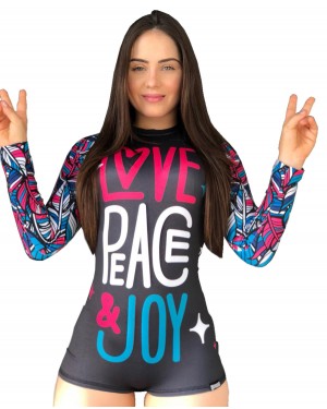 BODY FEMININO PEACE AND LOVE - OFERTAÇO