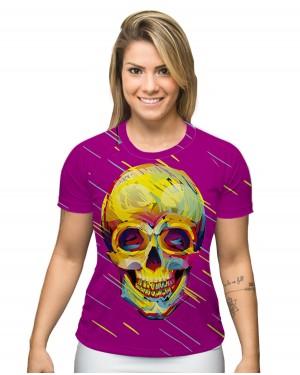 CAMISA DRY FIT INFANTIL CRAZY SKULL PINK - OFERTAÇO 