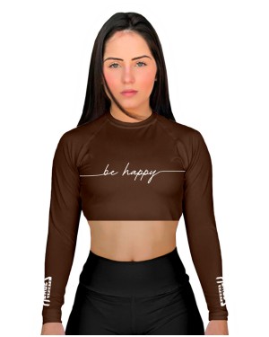CROPPED BE HAPPY BROWN FEMININO - OFERTAÇO