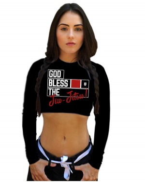 CROPPED GOD BLESS THE JIU JITSU BLACK FEMININO - OFERTAÇO