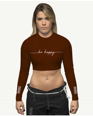 CROPPED BE HAPPY BROWN FEMININO - OFERTAÇO