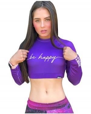 CROPPED BE HAPPY PURPLE FEMININO - OFERTAÇO