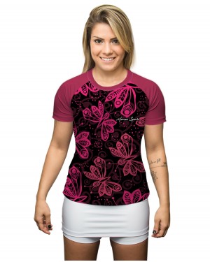 CAMISA DRY FIT FEMININO BORBOLETAS - OFERTAÇO