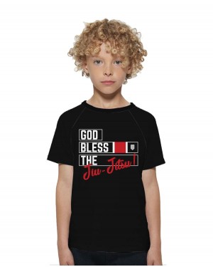 CAMISA DRY FIT INFANTIL GOD BLESS THE JIU-JITSU BLACK - OFERTAÇO 
