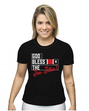 CAMISA DRY FIT FEMININO GOD BLESS THE JIU-JITSU BLACK - OFERTAÇO