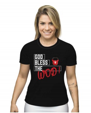 CAMISA DRY FIT FEMININO GOD BLESS THE WOD BLACK - OFERTAÇO