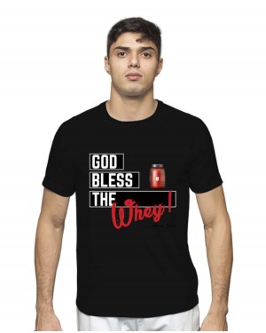 CAMISA DRY FIT MASCULINO GOD BLESS THE WHEY BLACK - OFERTAÇO