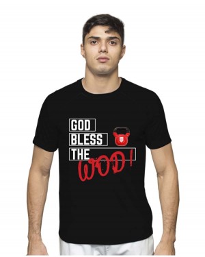 CAMISA DRY FIT MASCULINO GOD BLESS THE WOD BLACK - OFERTAÇO