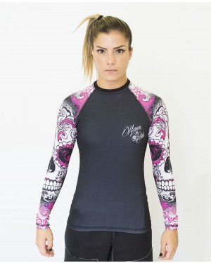 RASHGUARD FEMININO FLOWER SKULL - OFERTAÇO