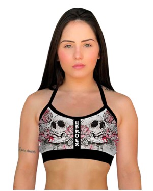 TOP ALCINHA DOODLE SKULL FEMININO - OFERTAÇO