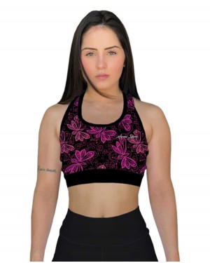 TOP FITNESS BORBOLETAS FEMININO - OFERTAÇO 