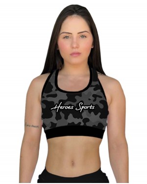 TOP FITNESS CAMUFLADO CINZA FEMININO - OFERTAÇO 