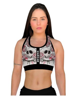 TOP FITNESS DOODLE SKULL FEMININO - OFERTAÇO