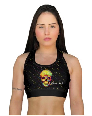 TOP FITNESS CRAZY SKULL FEMININO - OFERTAÇO