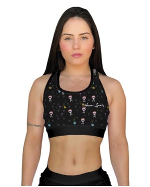 TOP FITNESS CUTE SKULL FEMININO - OFERTAÇO