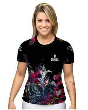 CAMISA DRY FIT FEMININO TATTOO FLOWERS - OFERTAÇO