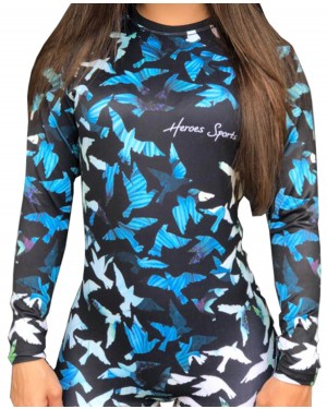 BODY FEMININO BIRDS BLUE - OFERTAÇO 