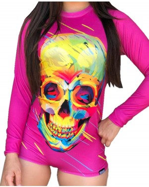 BODY FEMININO CRAZY SKULL PINK - OFERTAÇO