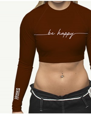 CROPPED BE HAPPY BROWN FEMININO - OFERTAÇO