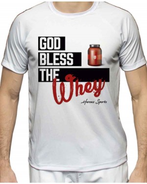 CAMISA DRY FIT MASCULINO GOD BLESS THE WHEY WHITE - OFERTAÇO