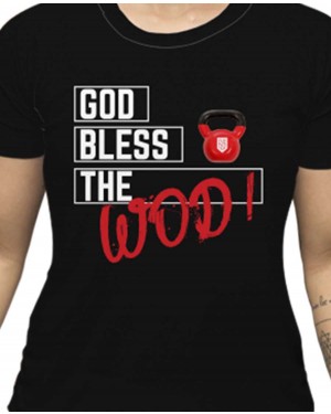 CAMISA DRY FIT FEMININO GOD BLESS THE WOD BLACK - OFERTAÇO