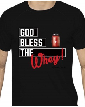 CAMISA DRY FIT MASCULINO GOD BLESS THE WHEY BLACK - OFERTAÇO