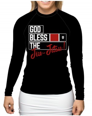 RASHGUARD FEMININO GOD BLESS THE JIU JITSU BLACK - OFERTAÇO