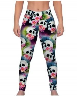 LEGGING FEMININO AQUARELA SKULL - OFERTAÇO