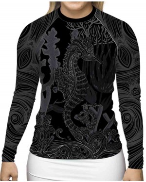 RASHGUARD FEMININO CAVALO MARINHO PRETO 