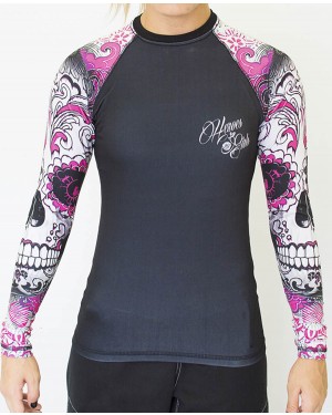 RASHGUARD FEMININO FLOWER SKULL - OFERTAÇO