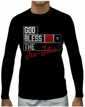 RASHGUARD MASCULINO GOD BLESS THE JIU JITSU BLACK - OFERTAÇO