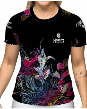 CAMISA DRY FIT FEMININO TATTOO FLOWERS - OFERTAÇO