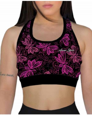 TOP FITNESS BORBOLETAS FEMININO - OFERTAÇO 