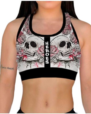 TOP FITNESS DOODLE SKULL FEMININO - OFERTAÇO