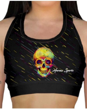 TOP FITNESS CRAZY SKULL FEMININO - OFERTAÇO